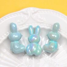 10pcs Cute Luminous Rabbit Shaped Acrylic Beads For DIY Bracelet / Necklace Making, Random Delivery - Multicolor - View 5