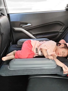 Bebé 1 pieza Colchón niño inflable aire Cama larga distancia de viaje de coche avión alta velocidad carril de viaje mismo conduciendo trasero de dormir artefacto ( con bomba ) - Gris Oscuro - Ver 3