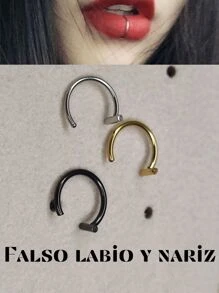 Piercing Falso Labio Nariz 3 piezas - Multicolor - Ver 1