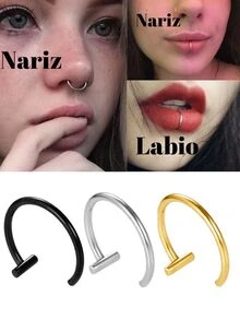 Piercing Falso Labio Nariz 3 piezas - Multicolor - Ver 2