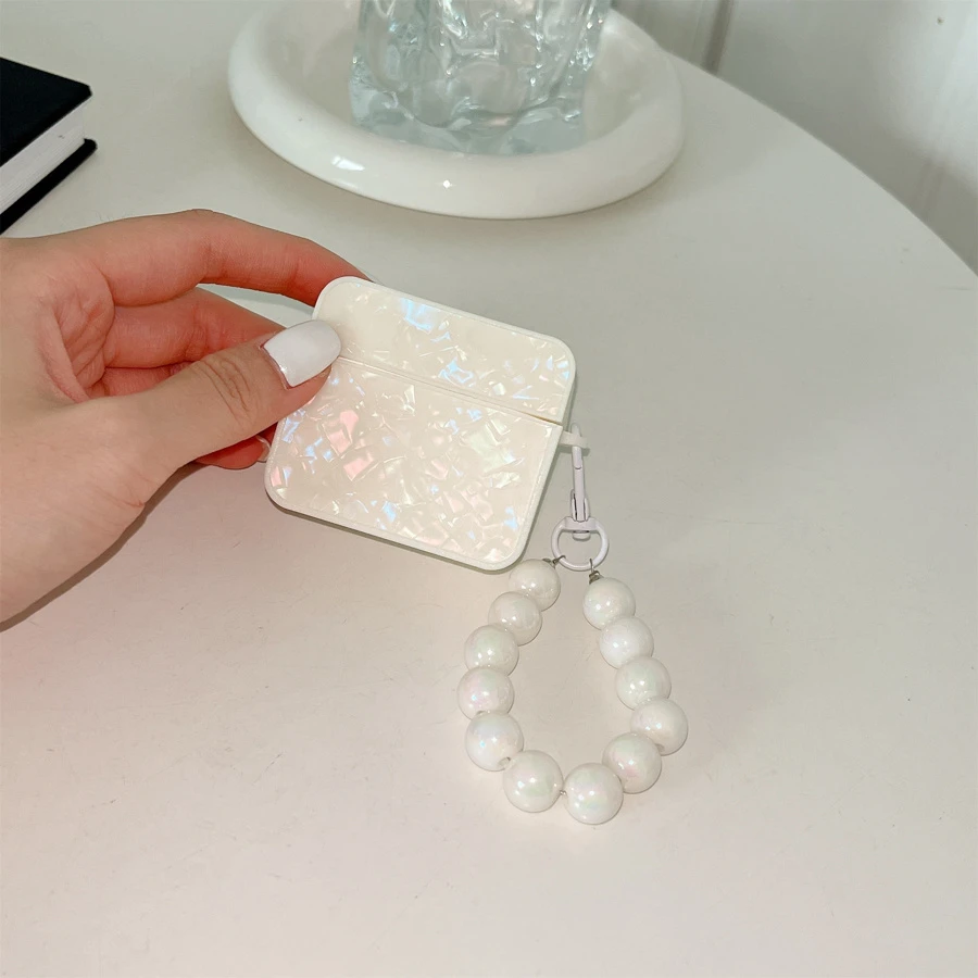 Hộp đựng tai nghe màu trắng có hoa văn vỏ dây chuyền - Nhiều màu - Xem 1