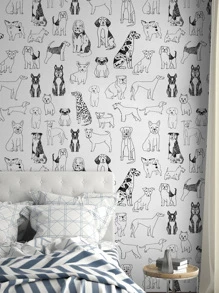 Giấy dán tường lột và dán hình chó đen trắng 17,7 inch * 6,5 / 9,8 feet, miếng dán tường có thể tháo rời, tranh tường thú cưng dễ thương, trang trí nhà cửa, nghệ thuật treo tường, trang trí tường, miếng dán cải tạo, tấm ốp tường lột, giấy dán tường, giấy dán tường, đồ trang trí mùa xuân làm mới ngôi nhà của bạn, miếng dán trang trí lễ hội quà tặng sinh nhật tốt nghiệp - Nhiều màu - Xem 3