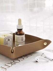 1pc Solid Color Jewelry Tray, Gift For Back To School - Brown - View 2