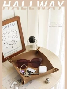 1pc Solid Color Jewelry Tray, Gift For Back To School - Brown - View 3