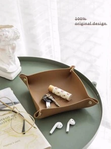 1pc Solid Color Jewelry Tray, Gift For Back To School - Brown - View 4