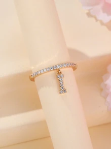 1 Chiếc Nhẫn Mặt Dây Chuyền Phong Cách Tối Giản Chữ Cái Với 26 Bảng Chữ Cái Az, Chữ Cái Đầu Tiên Cho Người Bạn Tặng Nhẫn - Vàng - Xem 2