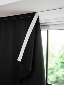 1pc Black Hook-And-Loop Blackout Curtain - Black - View 5