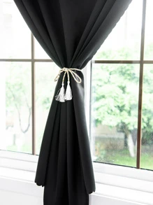 1 件黑色钩环遮光窗帘 - 黑色 - 查看 8