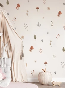 3pcs Mushroom Pattern Wall Sticker, Stickers, Wall Decal, Vinly Decal For Home Decorations, Spring Decoration Items Refresh Your Home, Rama Decoration Stickers Gifts Birthday Graduation
