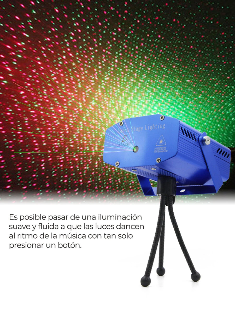 Lampara LED.09 Efectos de Iluminación Láser Movimiento Automático Ambiente de Fiesta Inmediato ELE-GATE - Azul - Ver 1
