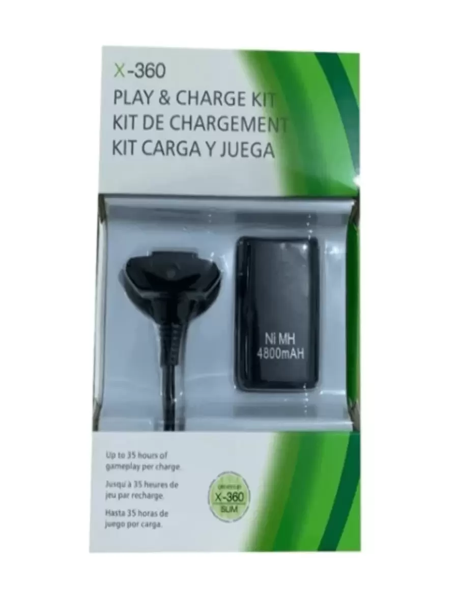 Kit Carga Y Juega Control Xbox 360 Cable + Pila Recargable - Negro - Ver 1