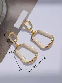 2023新品到貨長款和靈活幾何懸垂耳環鍍耳朵首飾類,高端和別緻 - 白色 - 查看 5