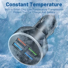 Bộ sạc, Bộ sạc ô tô, Màn hình kỹ thuật số, 5 cổng sạc, 1 kéo 5, Hỗ trợ sạc nhanh, Sạc nhanh điện thoại di động, Ổn định nhiệt độ, 1pc - màu đen - Xem 5