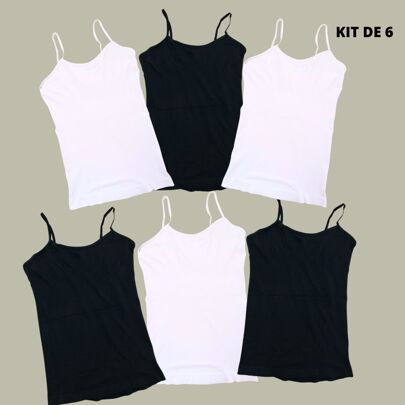 KIT BASICO DE 6 PLAYERAS COLOR NEGRO Y BLANCO