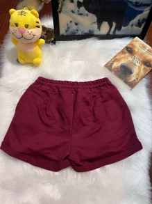 Women Shorts - 酒紅色 - 查看 2