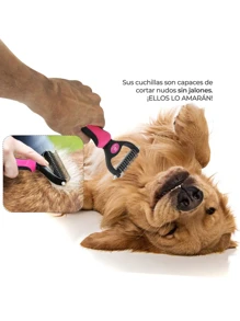 Accesorios Para Mascotas MAS.07.2 con cerdas metálicas y mango ergonómico Para Perros y Gatos Ideal para eliminar enredos y nudos en el pelaje ELE-GATE - Multicolor - Ver 2