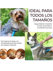 Accesorios Para Mascotas MAS.07.2 con cerdas metálicas y mango ergonómico Para Perros y Gatos Ideal para eliminar enredos y nudos en el pelaje ELE-GATE - Multicolor - Ver 3