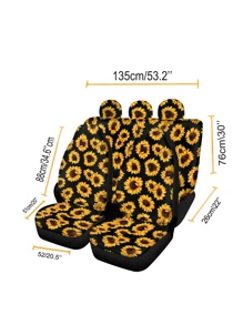 Bọc Ghế Ô Tô Đa Năng 5 Chỗ In Kỹ Thuật Số Thiết Kế Hoa Hướng Dương, Làm Bằng Vải Polyester - Nhiều màu - Xem 3