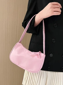 Thanh lịch Màu thuần Túi đeo vai , Của phụ nữ Hợp thời Dây kéo Ví , Đơn giản Da giả Cái túi - Hồng - Xem 3