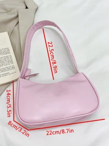 Thanh lịch Màu thuần Túi đeo vai , Của phụ nữ Hợp thời Dây kéo Ví , Đơn giản Da giả Cái túi - Hồng - Xem 7