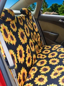 Bọc Ghế Ô Tô Đa Năng 5 Chỗ In Kỹ Thuật Số Thiết Kế Hoa Hướng Dương, Làm Bằng Vải Polyester - Nhiều màu - Xem 4