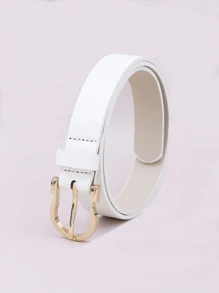 1 cinturón de poliuretano blanco para mujer con patrón de piel de cocodrilo, patrón de piedra, hebilla dorada y adornos, adecuado para uso diario, 1 pieza - Blanco - Ver 3