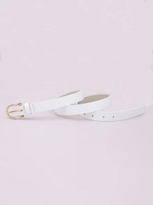 1 cinturón de poliuretano blanco para mujer con patrón de piel de cocodrilo, patrón de piedra, hebilla dorada y adornos, adecuado para uso diario, 1 pieza - Blanco - Ver 5