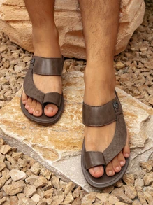 男士風格舒適休閒阿拉伯涼鞋拖鞋 - 卡其色 - 查看 2