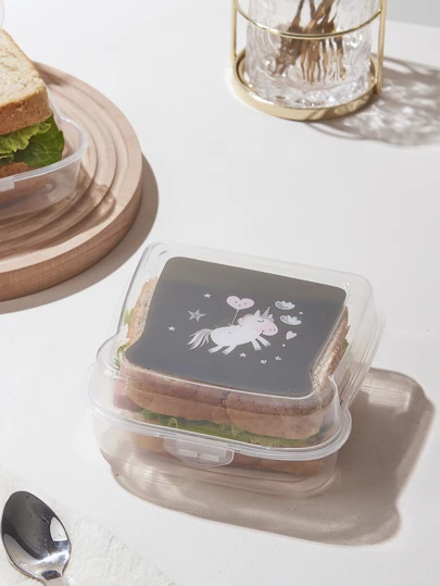 1 Hộp Cơm Chống Bụi Hoạt Hình Kỳ Lân Hoa Văn Pp Trong Suốt Cao Cho Công Việc, Gia Đình, Hoạt Động Ngoài Trời