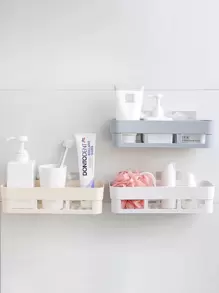 Kit 1 Suporte Adesivo Porta Shampoo Organizador Cozinha Banh - Branco - Visão 1