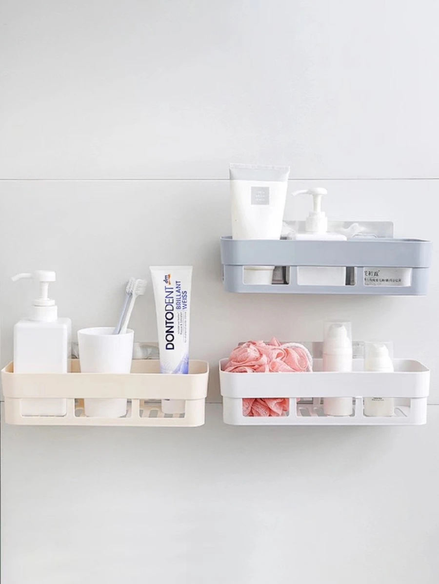 Kit 1 Suporte Adesivo Porta Shampoo Organizador Cozinha Banh - Branco - Visão 1