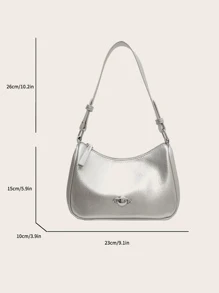 Simple And Popular Solid Color Dumpling Bag Fashion Shoulder Bag - Silver - View 8