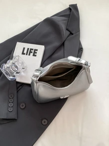 Simple And Popular Solid Color Dumpling Bag Fashion Shoulder Bag - Silver - View 7