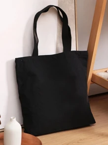 Bolsa de compras con estampado de letra - Negro - Ver 4