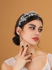 Crystal Bridal Headband Wedding Headpieces For Bride Tiara Head Jewelry Hair Accessories For Women Royal Valentine's Day Accessories - Silver - View 4