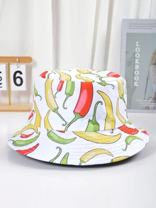Chili Print Reversible Bucket Hat - Multicolor - View 4