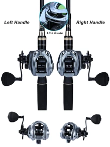 Sougayilang Baitcasting Fishing Reel High Speed Baitcaster With 9+1 Ball Bearings, Gear Ratio 8.0:1, Magnetic Brake System Power Handle Casting Reels - Grey - View 2