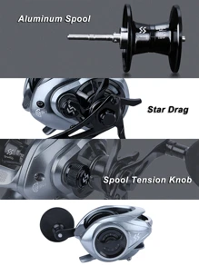 Sougayilang Baitcasting Fishing Reel High Speed Baitcaster With 9+1 Ball Bearings, Gear Ratio 8.0:1, Magnetic Brake System Power Handle Casting Reels - Grey - View 6