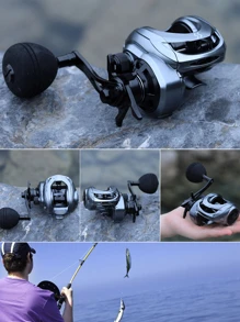 Sougayilang Baitcasting Fishing Reel High Speed Baitcaster With 9+1 Ball Bearings, Gear Ratio 8.0:1, Magnetic Brake System Power Handle Casting Reels - Grey - View 9