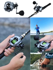Sougayilang Baitcasting Fishing Reel High Speed Baitcaster With 9+1 Ball Bearings, Gear Ratio 8.0:1, Magnetic Brake System Power Handle Casting Reels - Grey - View 10
