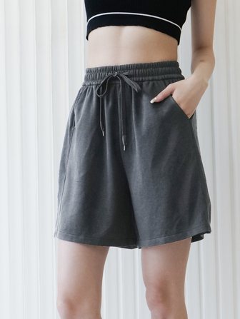 Drawstring Waist Slant Pocket Sports Shorts