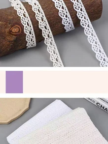 1 cuộn ruy băng ren DIY - Màu be - Xem 3