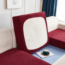 1pc Waterproof Leaf Pattern Sofa Cushion Cover With High Elasticity To Prevent Pet Scratching, All Season, Can Be Used As Decoration - Burgundy - View 5