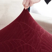 1pc Waterproof Leaf Pattern Sofa Cushion Cover With High Elasticity To Prevent Pet Scratching, All Season, Can Be Used As Decoration - Burgundy - View 7