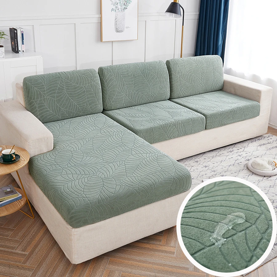 1入防水葉紋沙發套,全季節通用,高彈性,防刮花,可裝飾你的沙發 - 綠色 - 查看 1