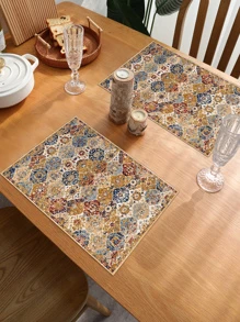 1 pieza Mantel individual impreso para decoración de mesa de comedor, tapete antideslizante resistente al calor, adecuado para uso diario, fiestas, decoración del hogar, fotografía de fondo, todo el año - Multicolor - Ver 3
