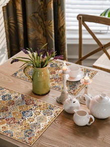 1 pieza Mantel individual impreso para decoración de mesa de comedor, tapete antideslizante resistente al calor, adecuado para uso diario, fiestas, decoración del hogar, fotografía de fondo, todo el año - Multicolor - Ver 4