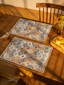 1 pieza Mantel individual impreso para decoración de mesa de comedor, tapete antideslizante resistente al calor, adecuado para uso diario, fiestas, decoración del hogar, fotografía de fondo, todo el año - Multicolor - Ver 1