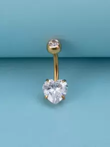 1 pièce Mignon Design Cœur Nombril Anneau Pour Pour Femme Branché Quotidien Bijoux Perçants - Or jaune - Voir 1