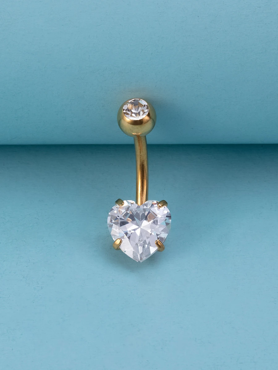 1 pièce Mignon Design Cœur Nombril Anneau Pour Pour Femme Branché Quotidien Bijoux Perçants - Or jaune - Voir 1